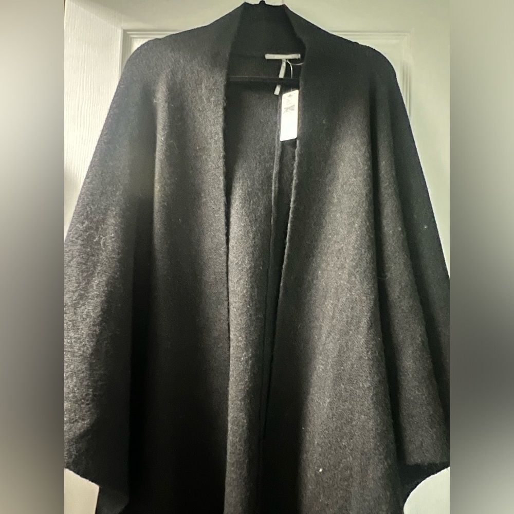 Anthropologie soft Black Cape Cardigan one size nwt chic boho relaxed oversized - Picture 9 of 13